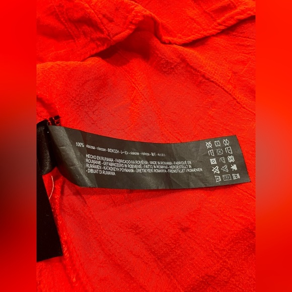 Zara Premium Orange Coral  Buttoned Midi Tie Front  Dress Size Medium - Picture 10 of 10